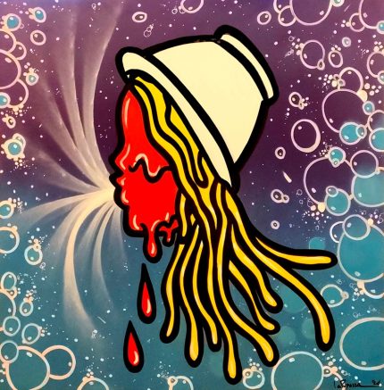 la Pupazza, Asciutta Pasta, spray e pennarello su tavola, 122x122