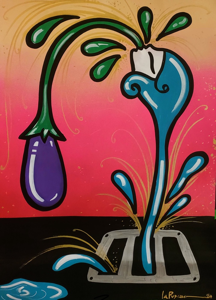 La Pupazza, Donna di scolo, spray e pennarello su carta, 50x70 cm La Pupazza, Donna di scolo, spray e pennarello su carta, 50x70 cm