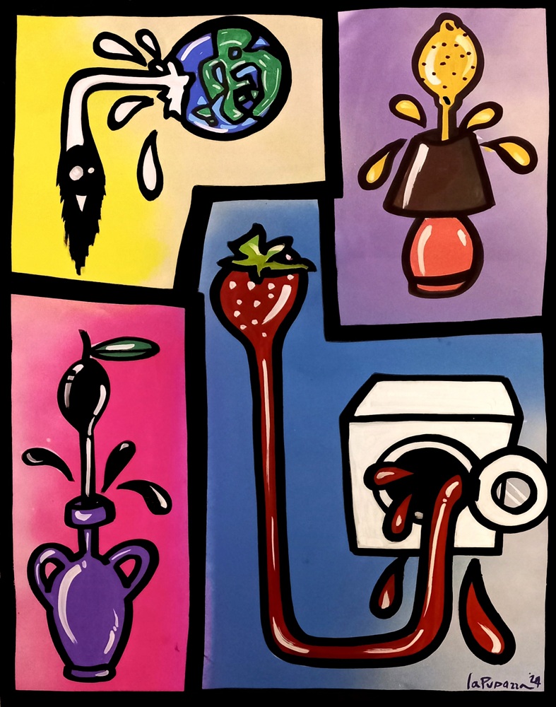 La Pupazza, Movimenti magici, spray e pennarello su carta, 50x70 cm La Pupazza, Movimenti magici, spray e pennarello su carta, 50x70 cm