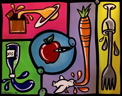 La Pupazza, Movimenti magici, spray e pennarello su carta, 50x70 cm