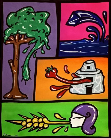 La Pupazza, Movimenti magici a Milano, spray e pennarello su carta, 50x70 cm