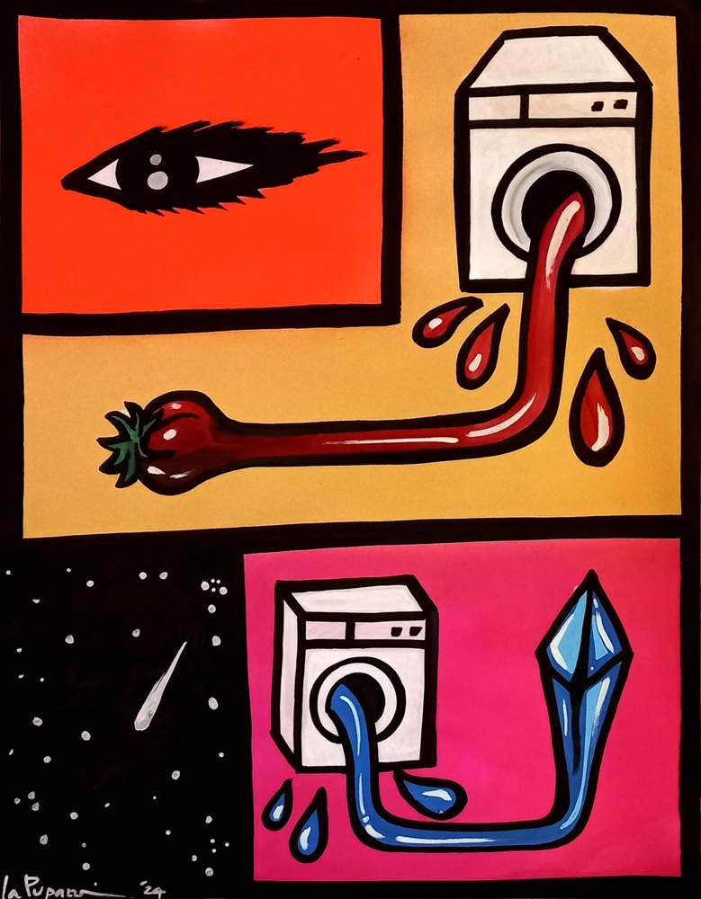 La Pupazza, Movimenti magici a Milano, spray e pennarello su carta, 50x70 cm La Pupazza, Movimenti magici a Milano, spray e pennarello su carta, 50x70 cm