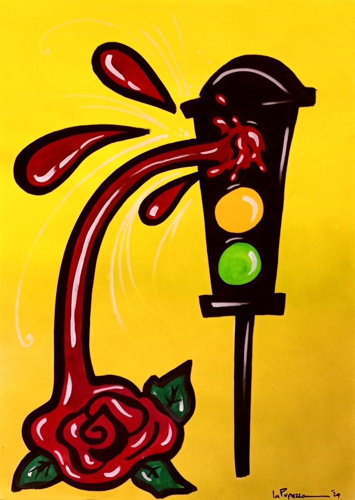 La Pupazza, Finestra magica, spray e pennarello su carta, 50x70 cm La Pupazza, Finestra magica, spray e pennarello su carta, 50x70 cm