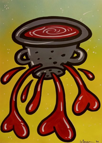 La Pupazza, Lo scolacuori, spray e pennarello su carta, 50x70 cm