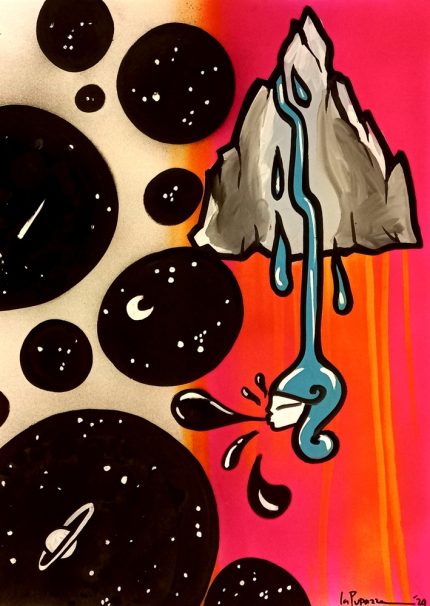 La Pupazza, Il fiumedonna, spray e pennarello su carta, 50x70 cm