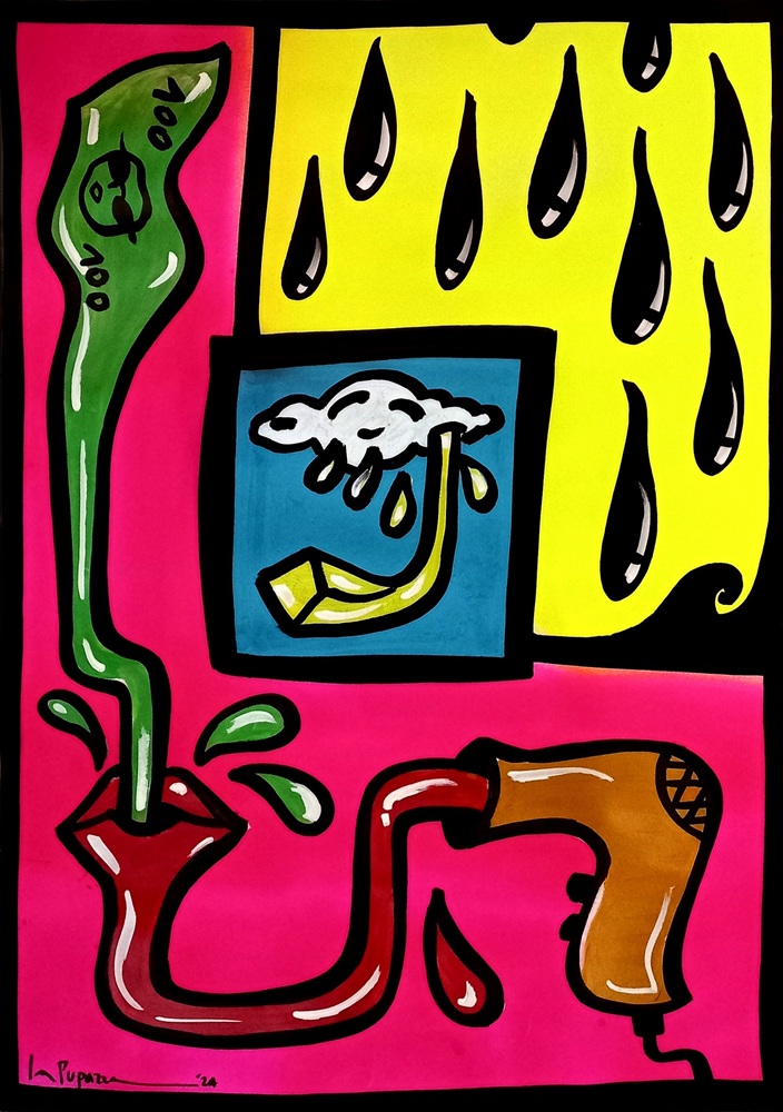 La Pupazza, Movimenti magici, spray e pennarello su carta, 50x70 cm La Pupazza, Movimenti magici, spray e pennarello su carta, 50x70 cm