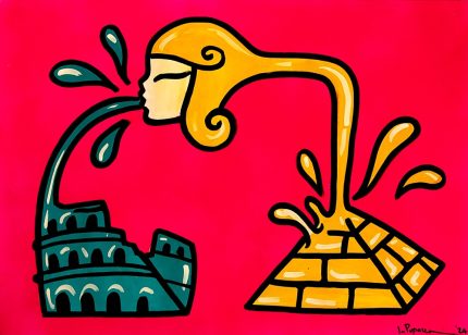 La Pupazza, PiramideColosseo, spray e pennarello su carta, 50x70 cm